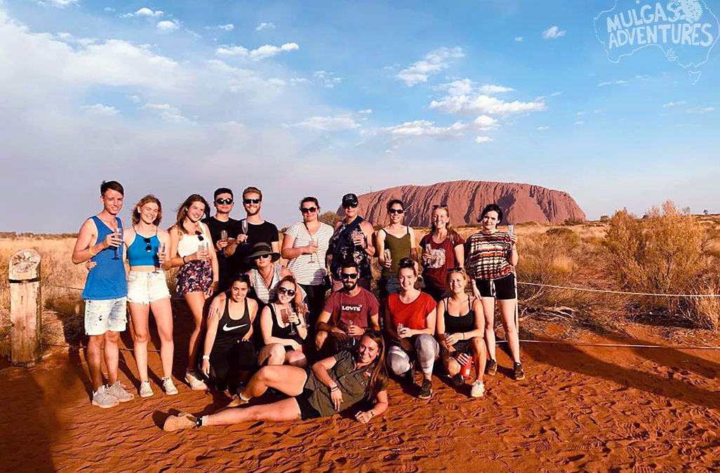 Mulgas Adventures, Nicole with group at Uluru